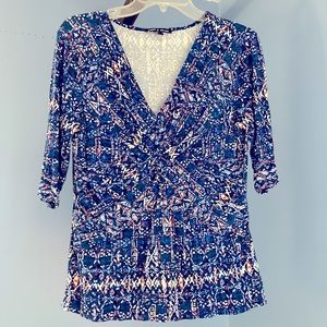 Blue criss cross front shirt
